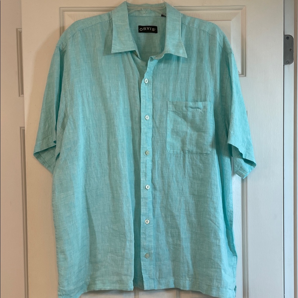 Orvis Men's Xl Sea foam green  Linen Shirt